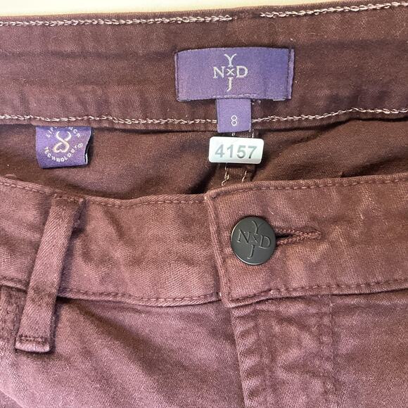 NYDJ Women Pants 8 US Burgundy Button 32" Inseam Mid Rise - Picture 11 of 13